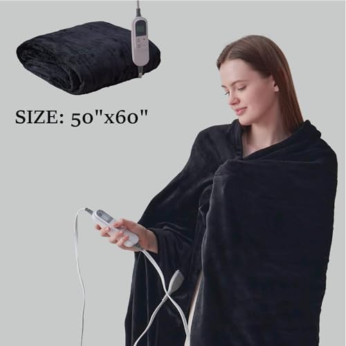 DOWNCOOL Heated Throw Blanket with 10 Heat Settings and 12 Hour Timer