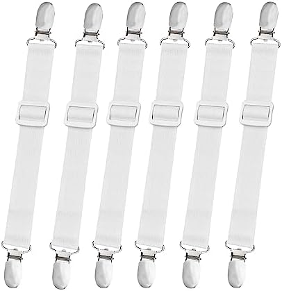 10 pcs Adjustable Sheet Straps with Elastic Bands - White