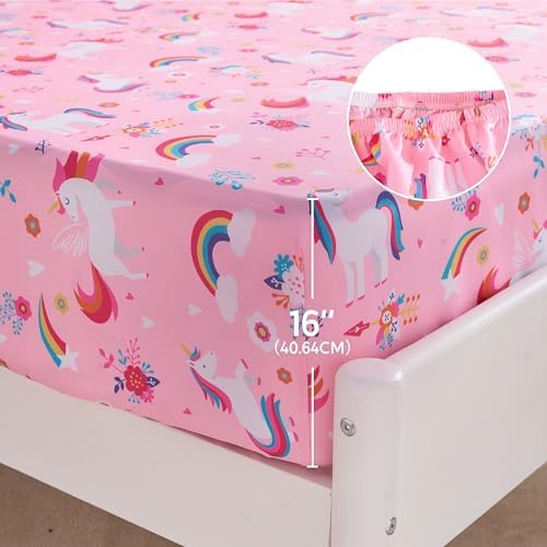 Joiedomi Kids Full Sheet Set Unicorn 4 Piece