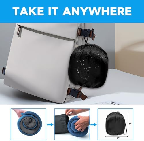 Travel Neck Pillow with Flannel Cover Navy