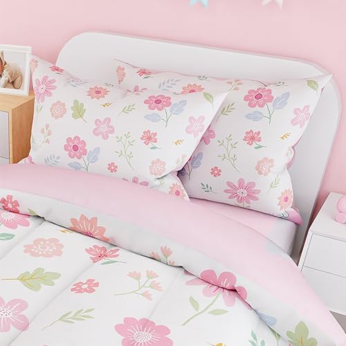 SANDJEST Floral Duvet Cover Set for Kids