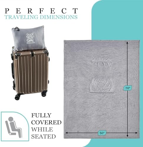 Commollis 2-in-1 Travel Blanket Pillow - Compact Warm All-Season