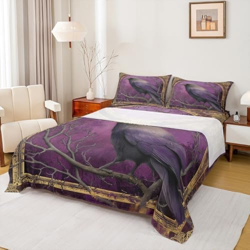 Castle Fairy Gold Purple Crow Halloween Sheet Set Twin Size