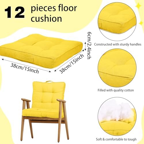 Gerrii 12 Piece Rainbow Floor Cushion Set with Handles