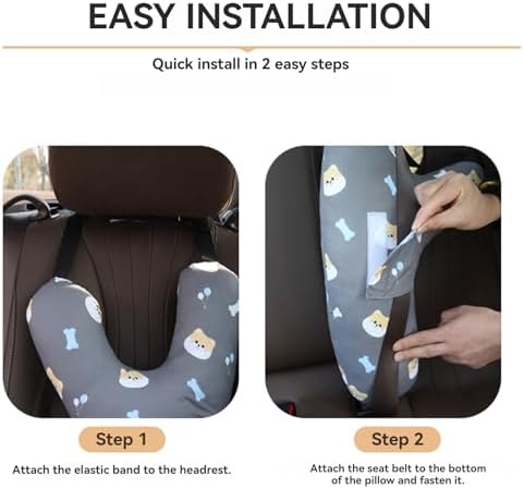 Y-Shape Car Headrest Pillow for Kids Bunny Design
