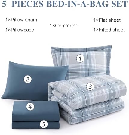 Twin XL Plaid Comforter Set for Kids