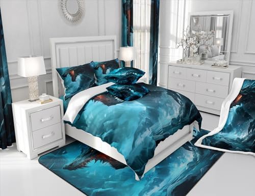 Feelyou Monster Bedding Set Kids 3D Animal Print King Size Sheets