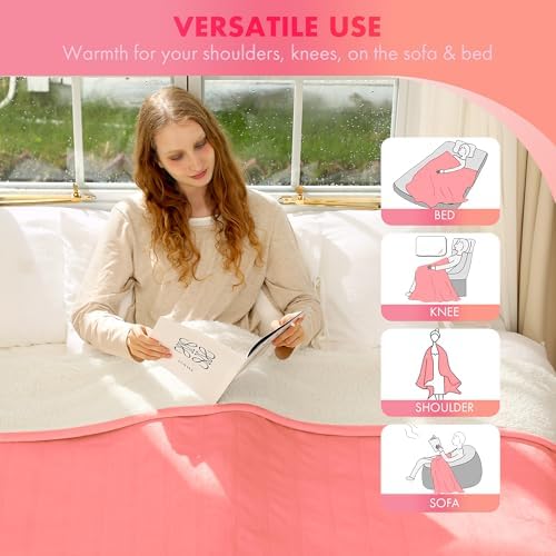VELLUBAM Heated Blanket 72 x 84 Pink