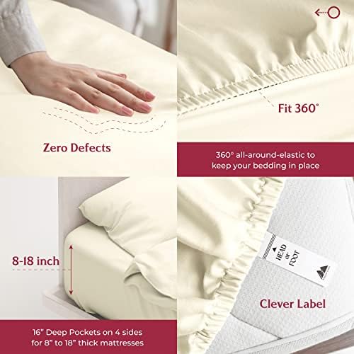 Mayfair Linen King Fitted Sheet Only - 800 Thread Count Ivory