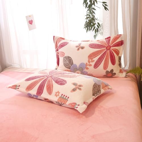 MorroMorn Plush Pillow Covers Blooming Flowers Set of 2