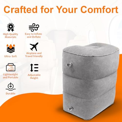Skyrest Inflatable Foot Rest Pillow - Adjustable Leg Support for Travel
