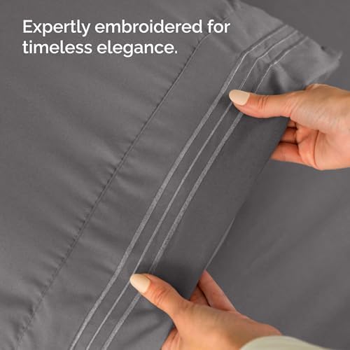 CGK Unlimited Wrap Around Dust Ruffle Bed Skirt 2 Pillowcases - Dark Grey
