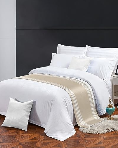 Ldtrchee Cal King Bed Runner Beige Striped Satin Scarf Throws