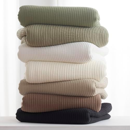 EVERGRACEHOME Cotton Coverlet Set King 3 Pieces Washed Black