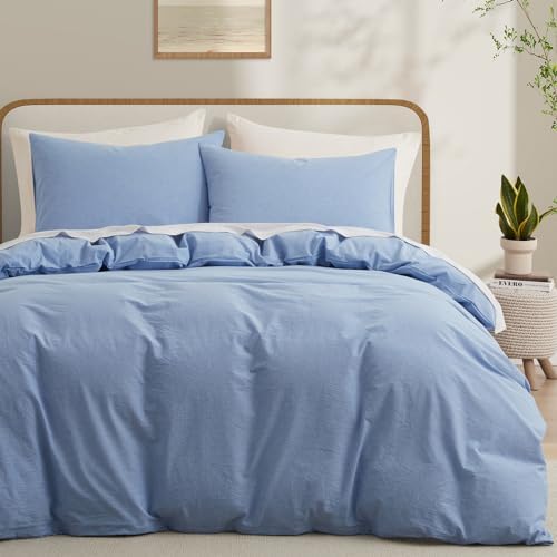 LOVQUE Light Blue Duvet Cover Set Full Size