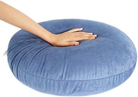 Hodeco Round Throw Pillow 18x18 Navy Blue