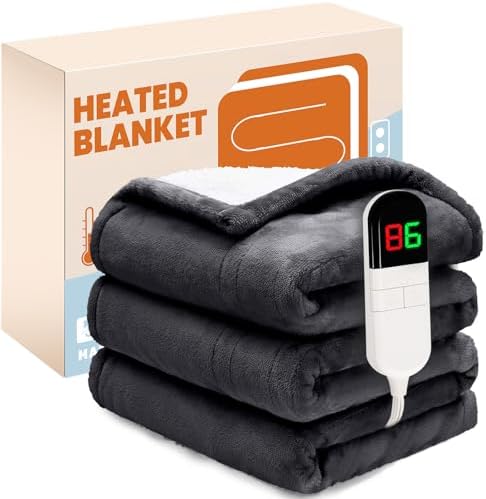PTQ Electric Heated Blanket 50x60 Grey 6 Level 4H Auto Off
