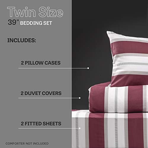 XLNT Twin Size Striped Rose Bedding Set 6 Piece
