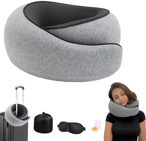 Qderbm Pilohug Travel Pillow - 360 Memory Foam Neck Support