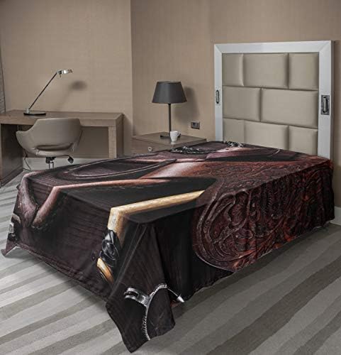 Ambesonne Western Flat Sheet Brown TwinXL Size 1
