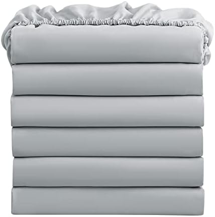 FreshCulture King Fitted Sheets 6 Pack Light Grey