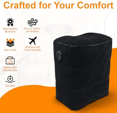 Skyrest Inflatable Travel Foot Rest Pillow - Black