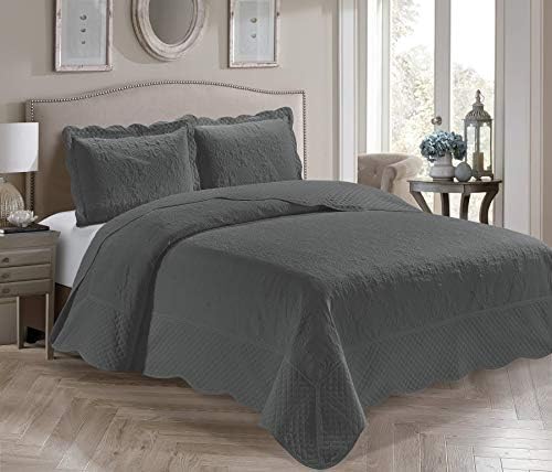 Home Collection 3 Piece Embossed Coverlet Bedspread Set 1
