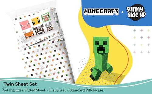 Sunny Side Up Minecraft Creeper Animals Twin Sheet Set 3 Piece