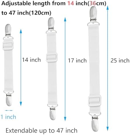 10 pcs Adjustable Sheet Straps with Elastic Bands - White
