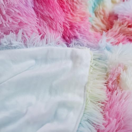 MYRU Plush Rainbow Throw Blanket 51x63 Inches