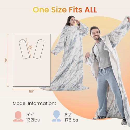 WOOMER Wearable Electric Blanket 50x70 with Faux Fur and Sherpa