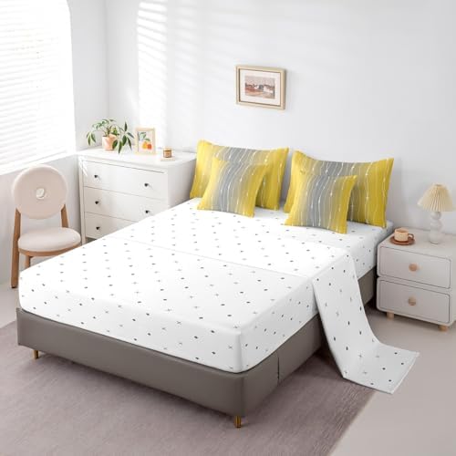 Yellow Grey Ombre Comforter Set 7pcs Full Size