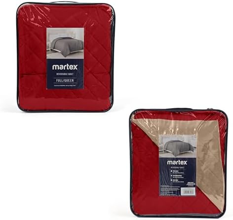 Martex Reversible Coverlet Full Queen Bedding KhakiRed