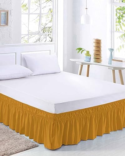 RisQiten Pure Turmeric Cal King Bed Skirt 16 Inch Drop