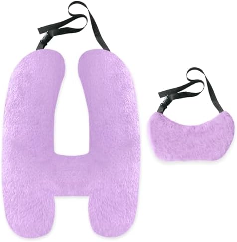 Soft Plush Car Pillow with Neck Support Purple