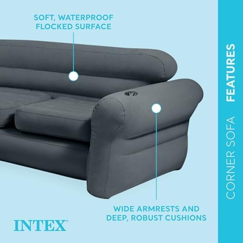 Intex Inflatable Corner Sofa L-Shaped 2 Pack Gray