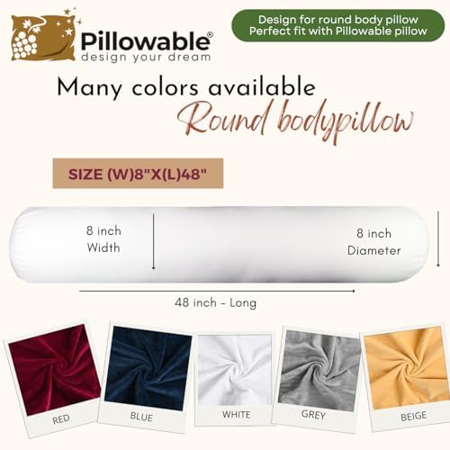 Soft Velvet 48x8 Round Body Pillow Cover - Full Zipper - Red