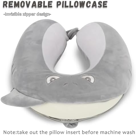 Shark Travel Pillow Kids with Eye Mask Memory Foam