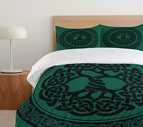 Ambesonne Forest Green Black Duvet Cover Set with Pillow Sham