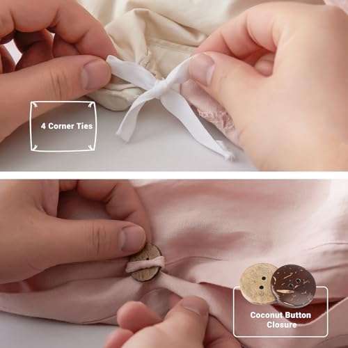 SimpleOpulence Linen Duvet Set 3 Pieces Full Dusty Pink