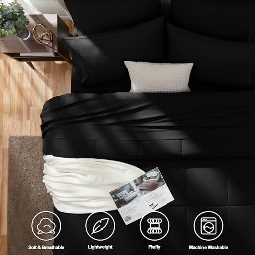 CozyLux Twin Comforter Set Black 5 Pieces