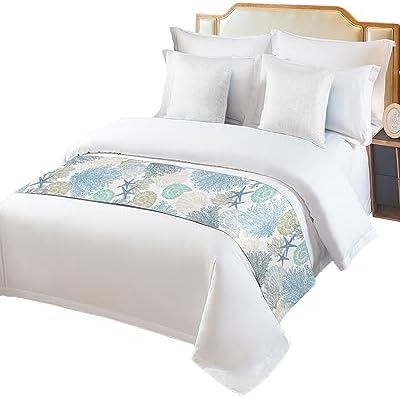 Blue Teal Coral Bed Runner Queen Size