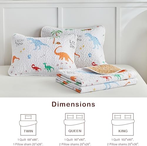 Joyreap 3-Piece Cotton Quilt Set with Dinosaurs Design
