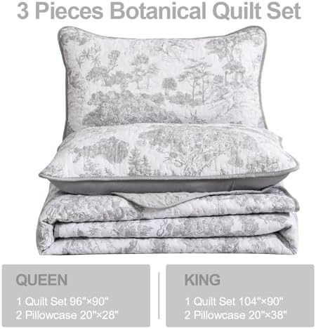 WONGS BEDDING Grey Reversible Quilt Set 3 Piece Full Size