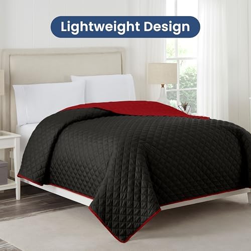 Martex Reversible Coverlet - Queen Size Bedspread - EbonyRed