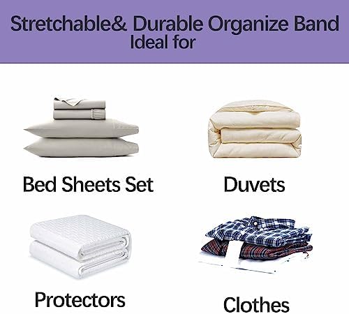 Siaomo Bed Sheet Organizer Bands - 4PCs Queen Size Purple