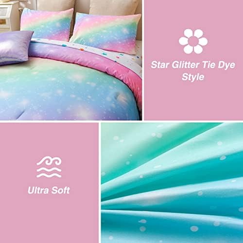 A Nice Night 6Pcs Gradient Glitter Comforter Set for Girls