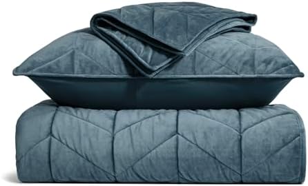 EVERGRACE Velvet Quilt Set 3 Pieces Stormy Blue
