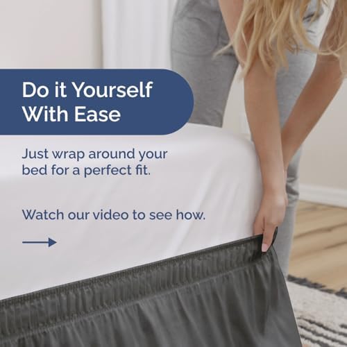 CGK Unlimited Wrap Around Dust Ruffle Bed Skirt 2 Pillowcases - Dark Grey