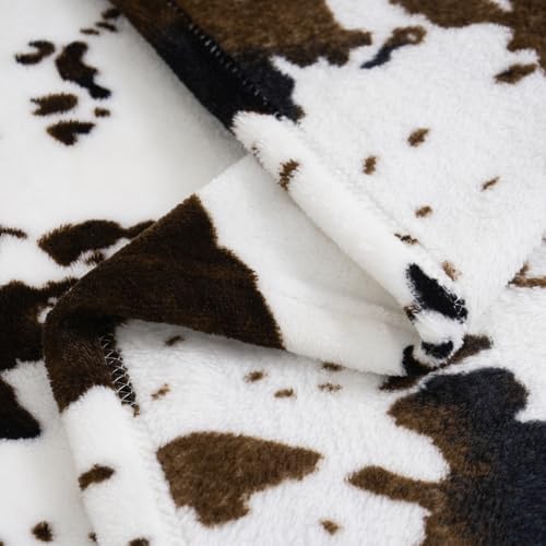 Vessia Throw Blanket Cow Black Brown with Pillow Cover